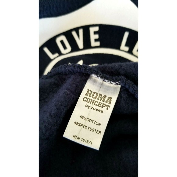 ROMA CONCEPT Blue Crop Hoodie Sweatshirt Women's Unique LOVE By rosee size Med - Picture 5 of 6